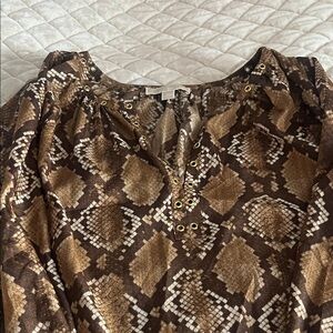 Michael Kors Brown and Tan Patterned Blouse